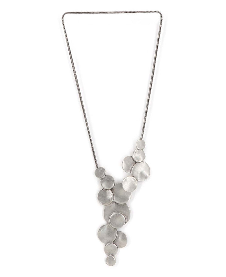 Structured Discs Statement Pewter Necklace