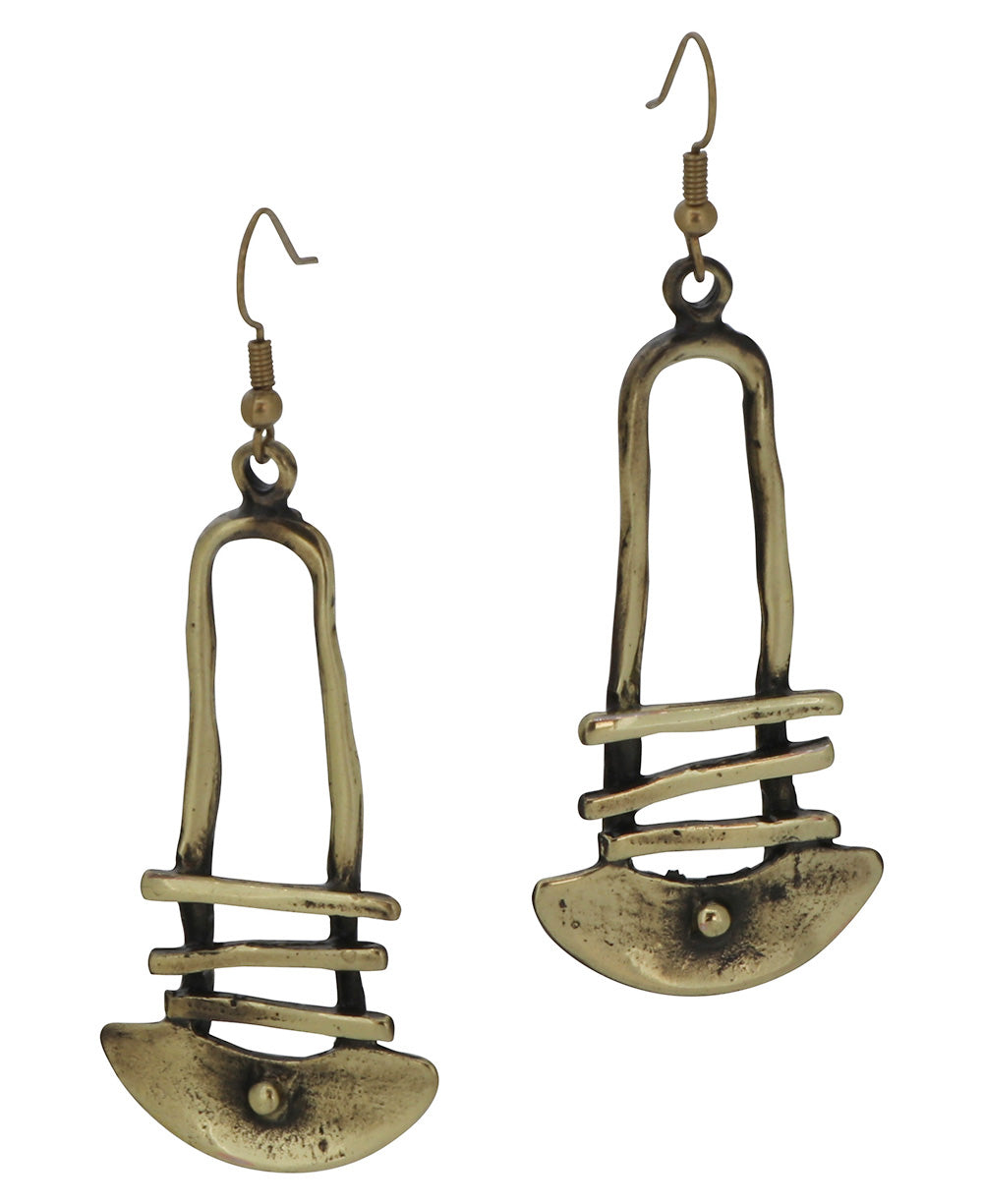 Antique Finish Bronze Architectural Earrings