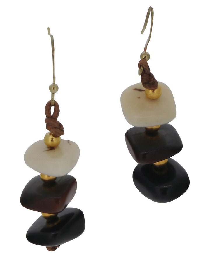 Three-Tone Tagua Bead Earrings