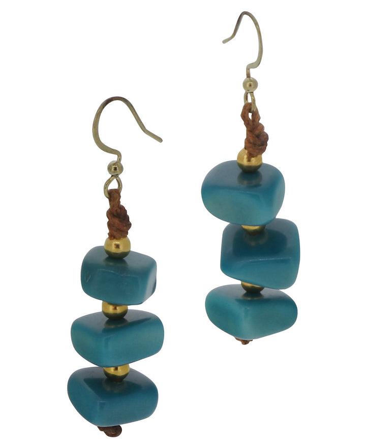 Teal-Turquoise Tagua Bead Earrings