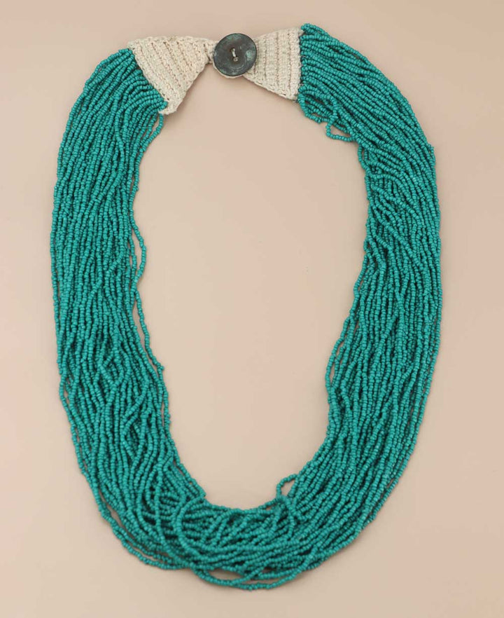 aqua blue crochet necklace