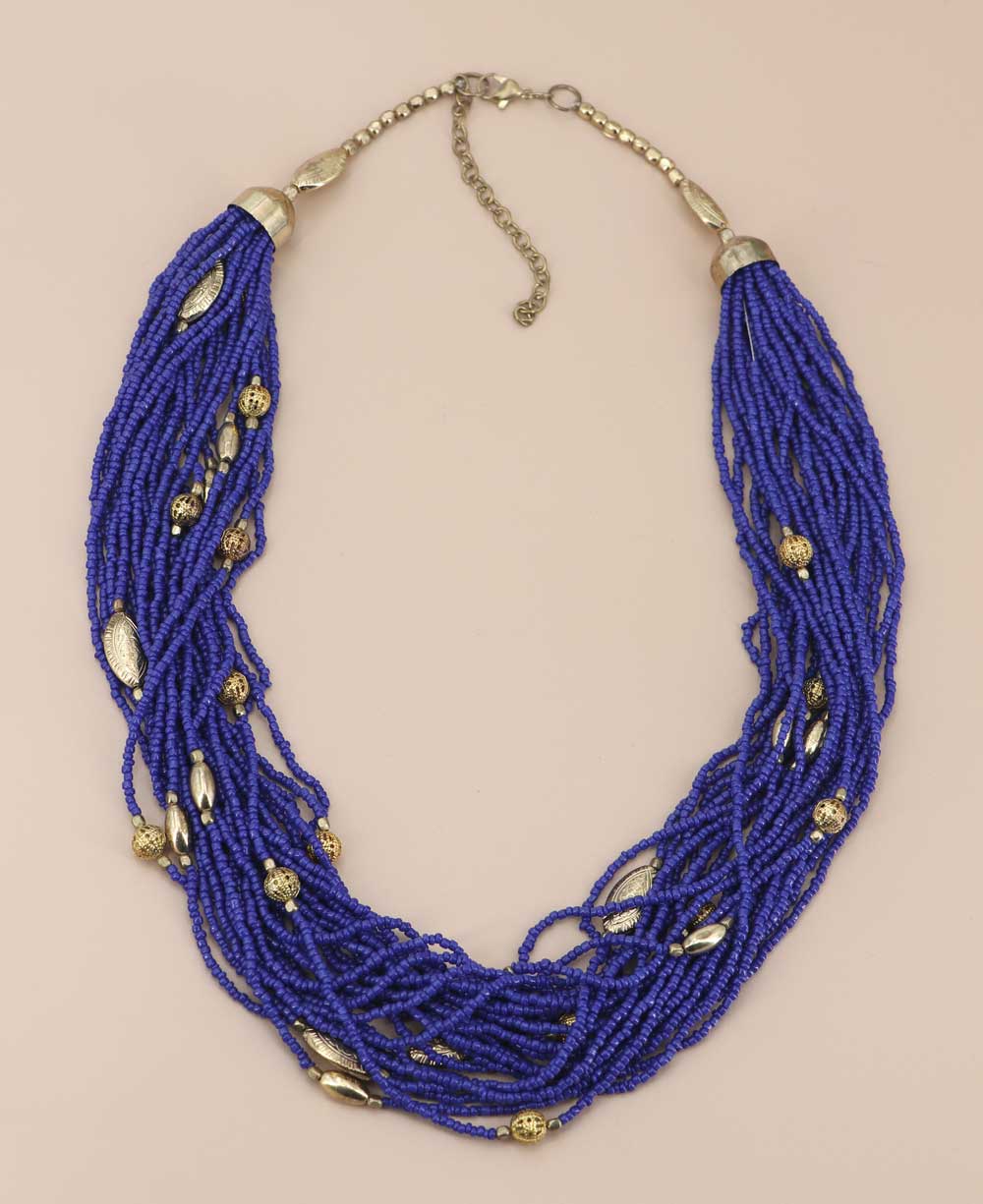 royal blue bead necklace