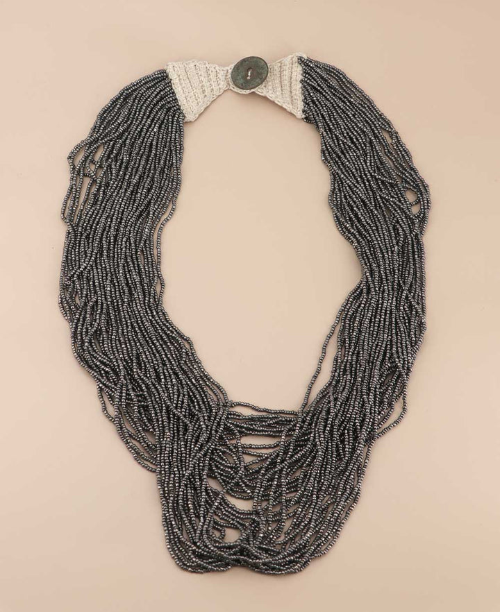 antique grey bead necklace