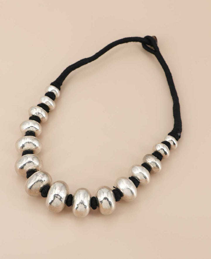 chunky beads silver necklace