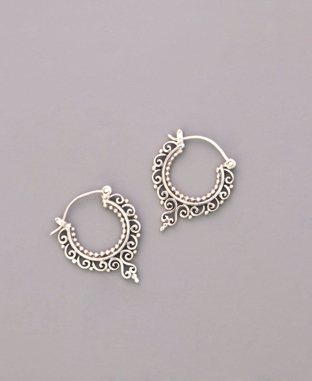 Sterling Silver and Geometric Filigree Hoop Earring main image 1