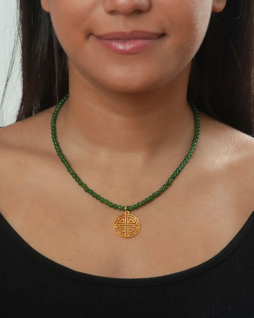Reproduction Chinese Longevity Necklace with Jade, USA
