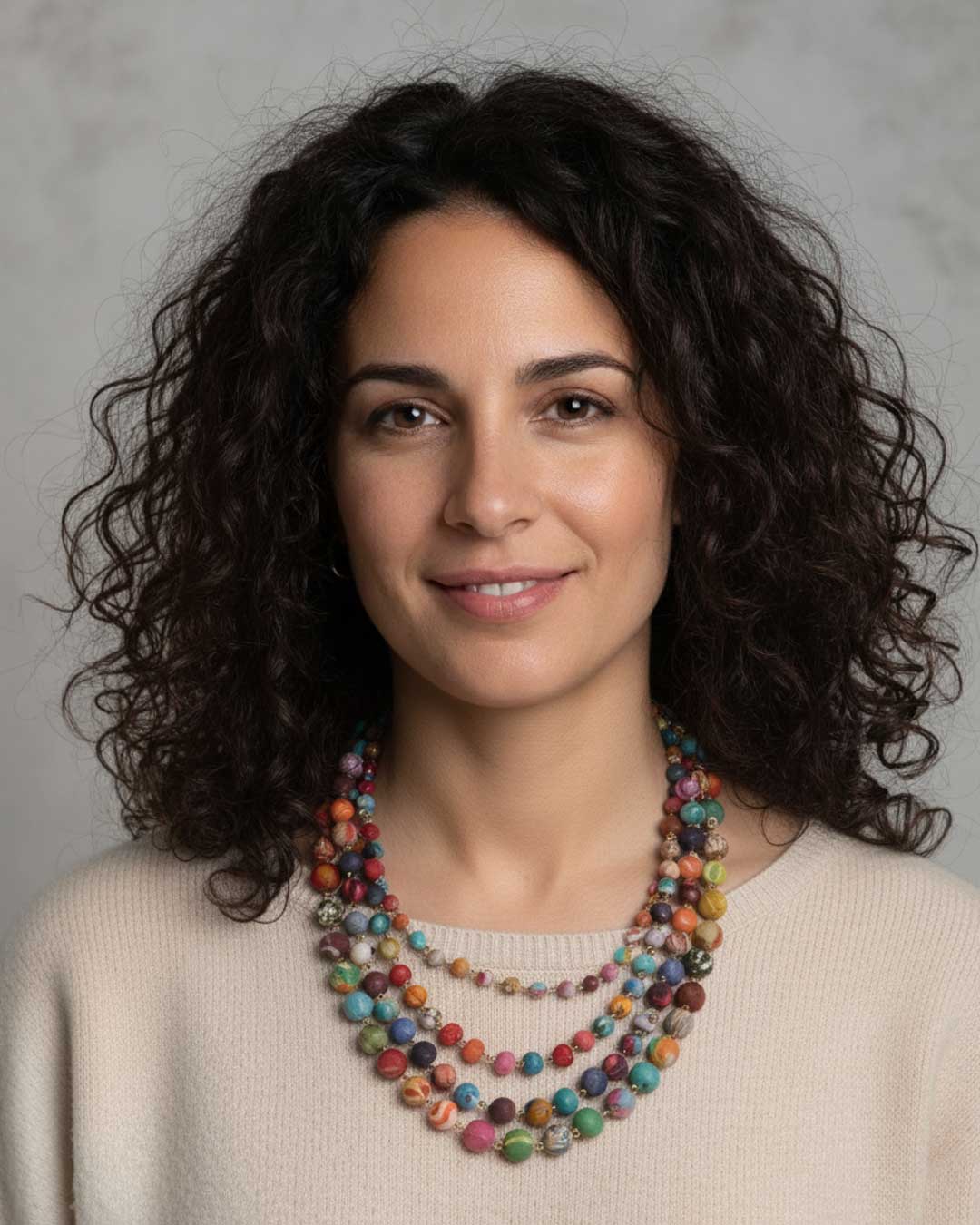 Four-Strand Colorful Kantha Necklace