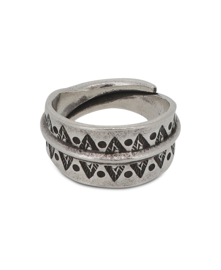 Close-up of Distinctive Tribal Etchings on Hilltribe Silver Circular Band