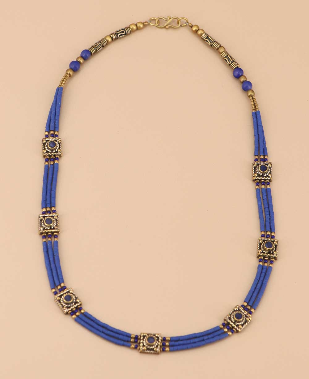 Blue beaded Tibetan Necklace