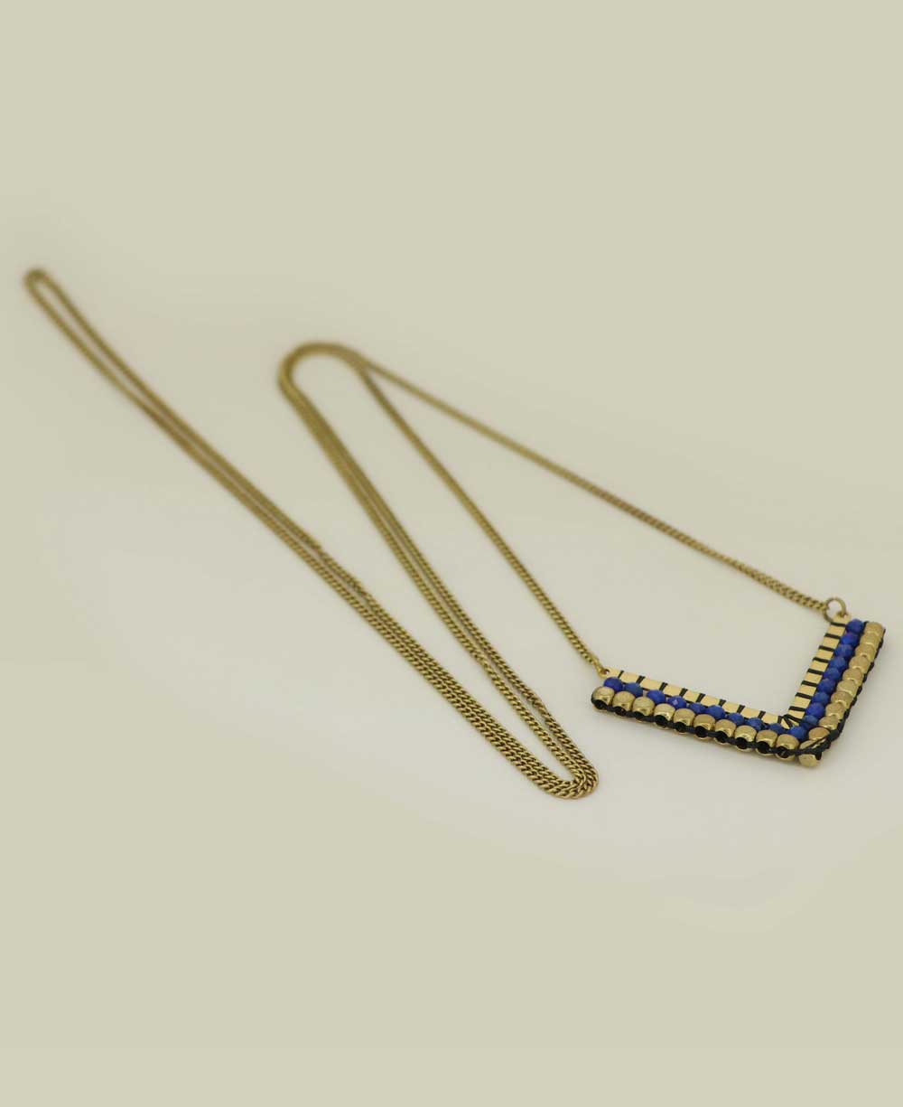 Brass Necklace Lapis