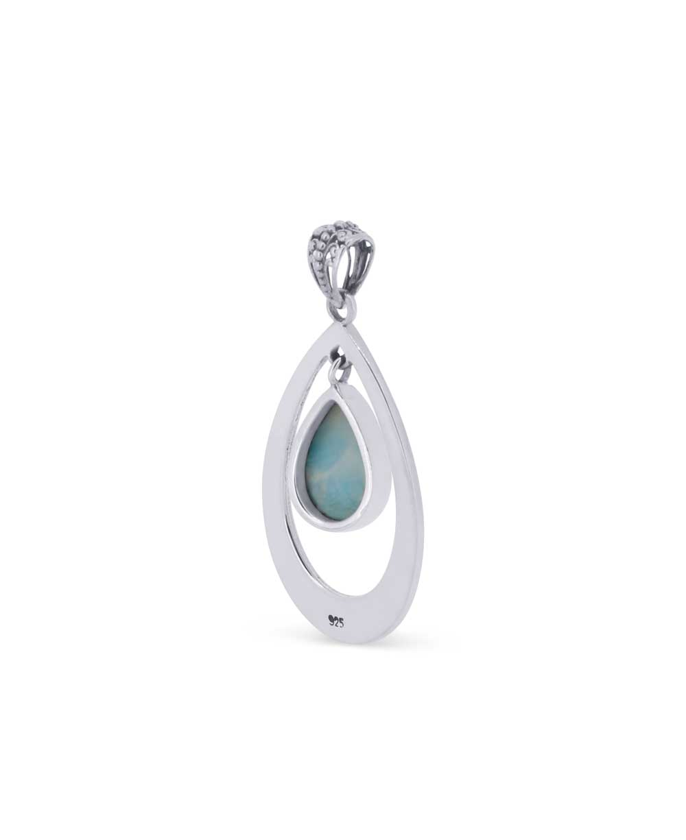 Sterling silver larimar gemstone pendant
