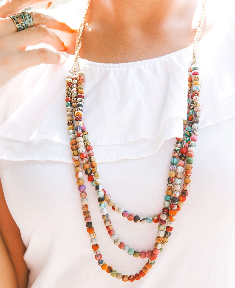 Sustainable wooden bead necklace from India