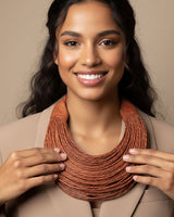 Handcrafted Multistrand Leather Necklace with Button Closure
