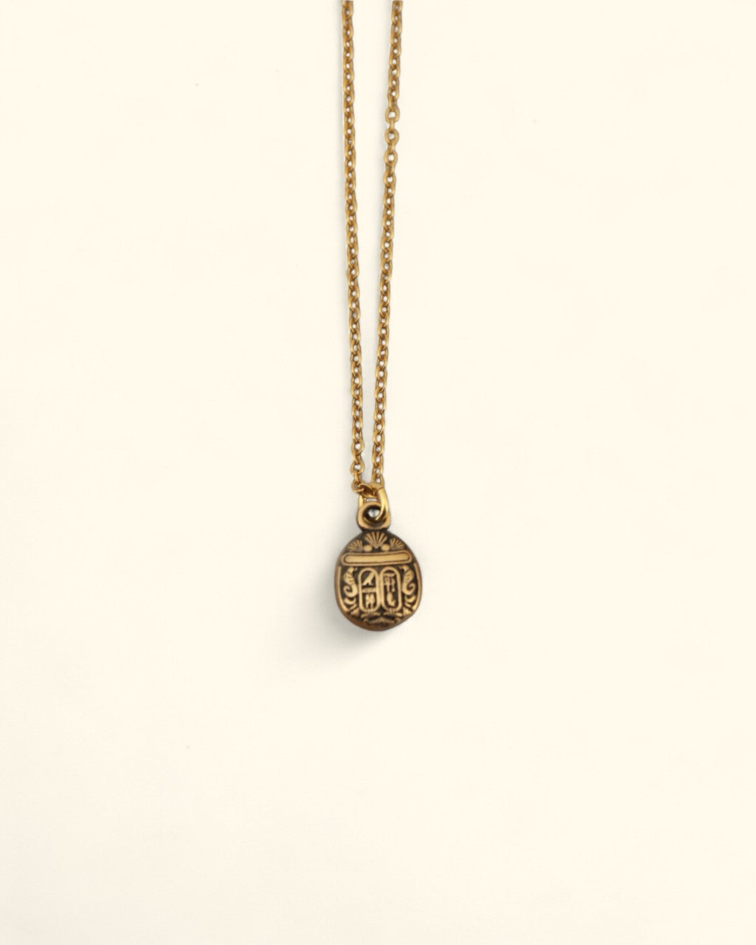 Egyptian scarab pendant necklace with gold chain