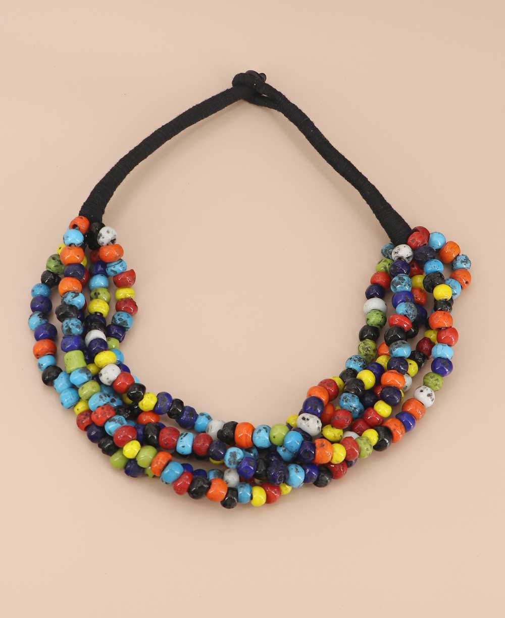 Multicolor glass beads necklace