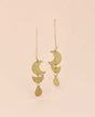 Close-up of Brass Moon Phase Earrings