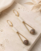 Peach Moonstone & Magnesite Linear Drop Earrings