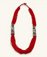 Elephant Carving Red Beaded Statement Necklace