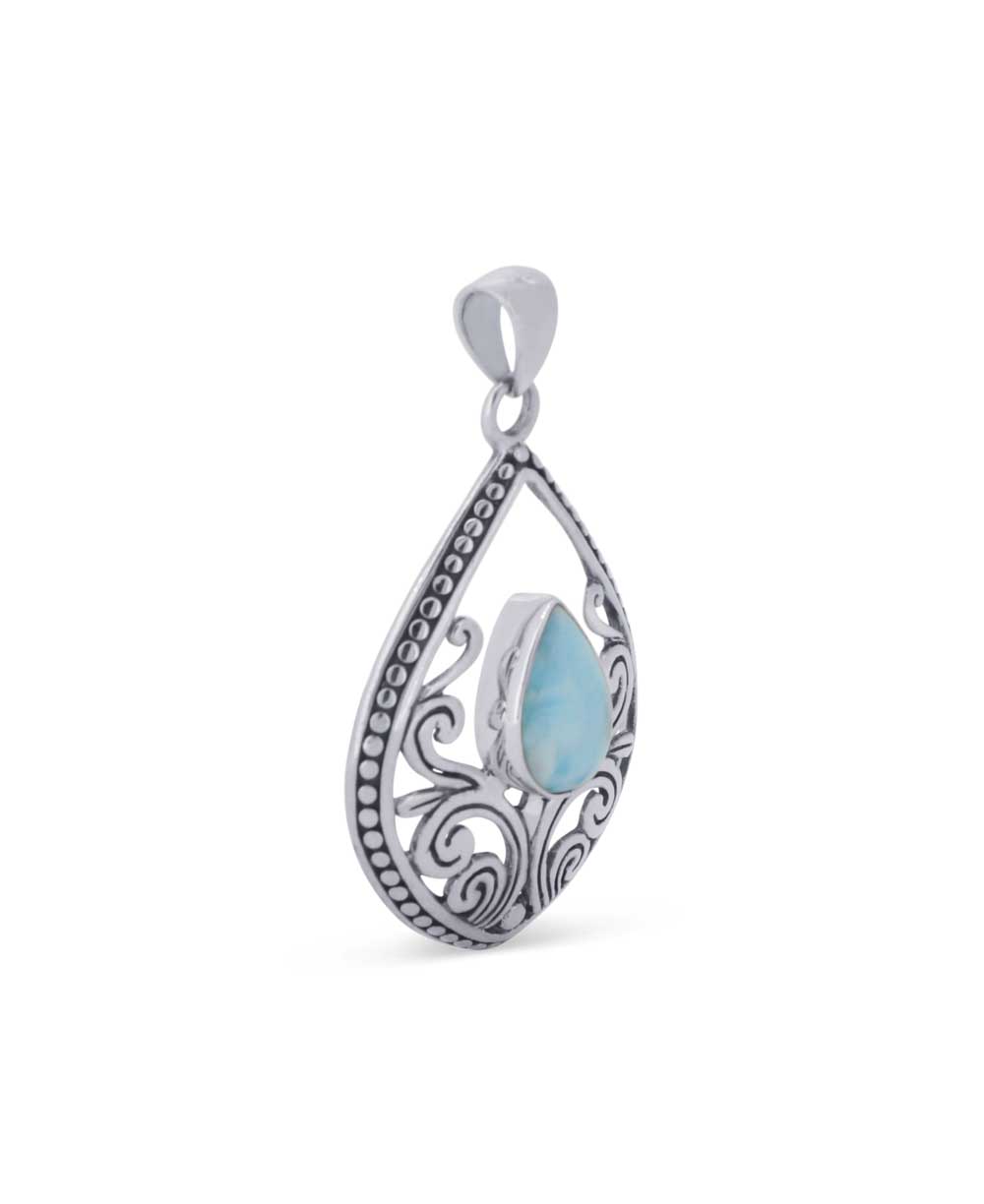 Sterling silver larimar gemstone pendant