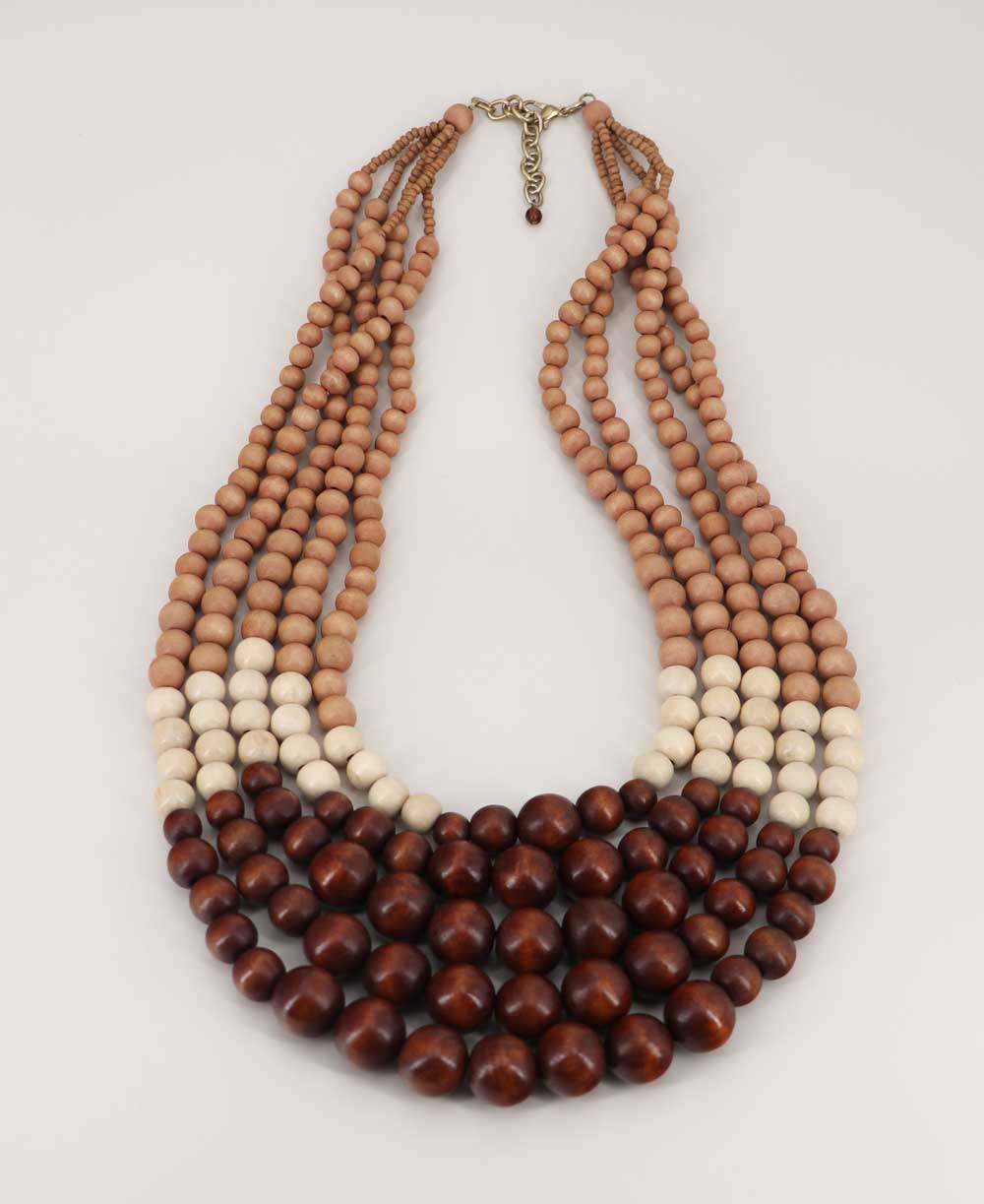 earthy brown cascade wood necklace