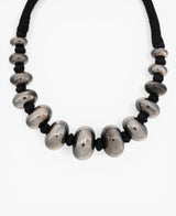 Midnight Silver Graduated Bead Statement Necklace