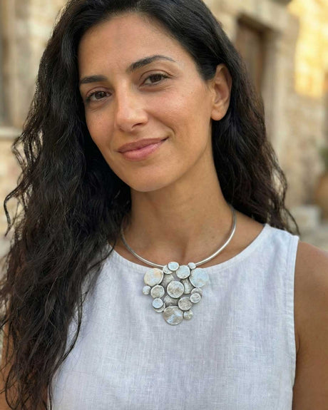 Clustered Geometry Sculptural Collar Necklace