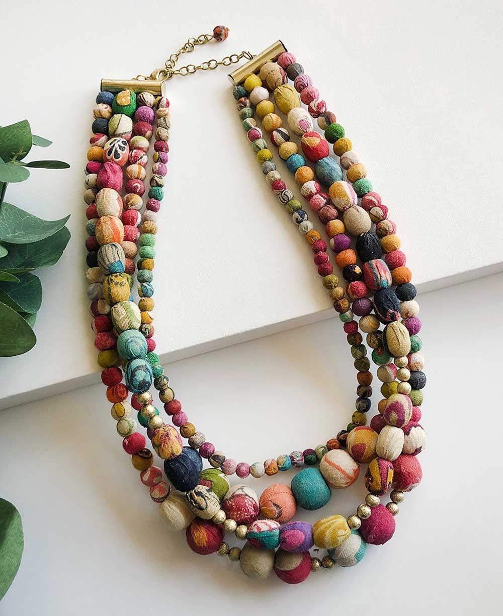 Kantha Aura Multi-Strand Necklace by Women Artisans