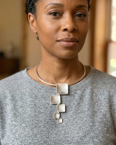 Modern Geometric Sculptural Collar Necklace