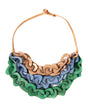 Chunky interlinked Tagua necklace in green, blue, and beige