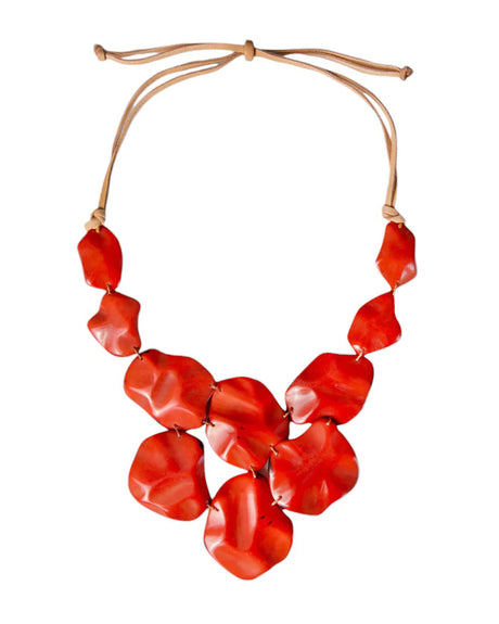 Bold artisan necklace with organically shaped Tagua pieces