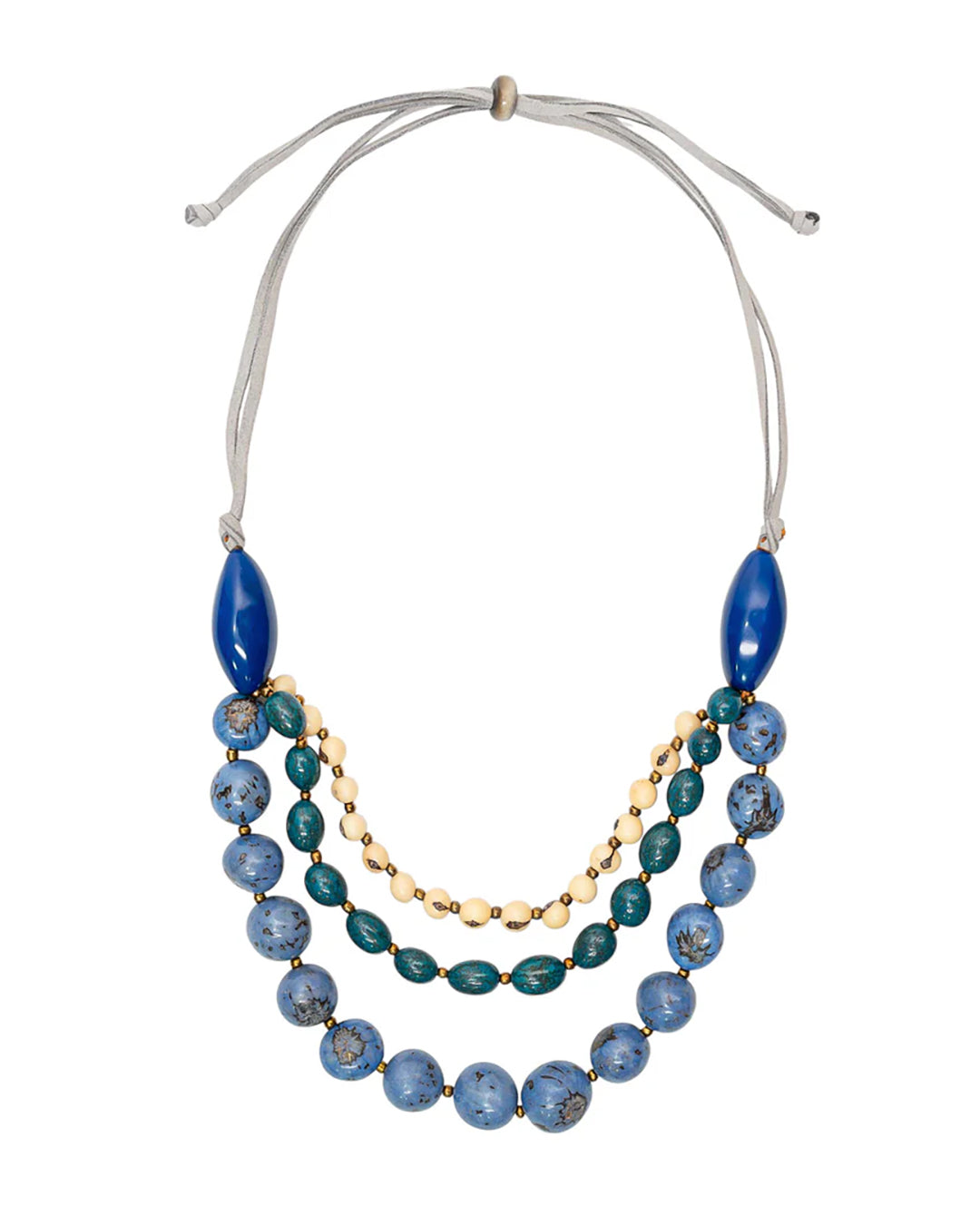 Idra necklace with Tagua, bombona, acai, and pambil beads