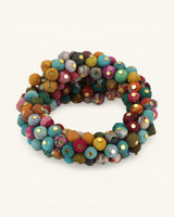 Multi Colored Textile Wrapped Bead Bracelet