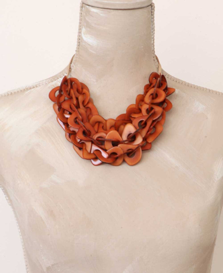 Tagua Statement Necklace on Faux Leather