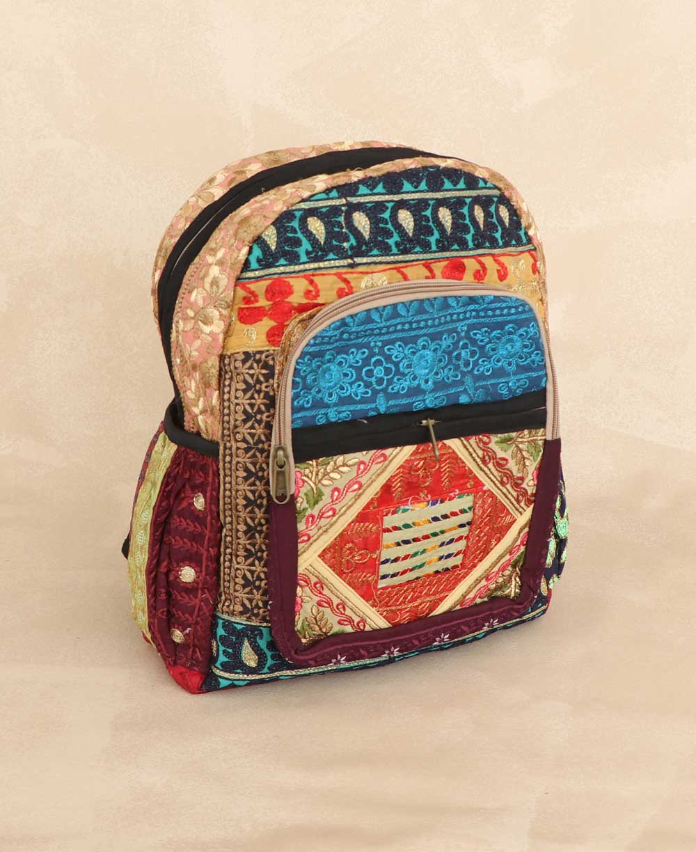 Unique Recycled Patchwork Backpack