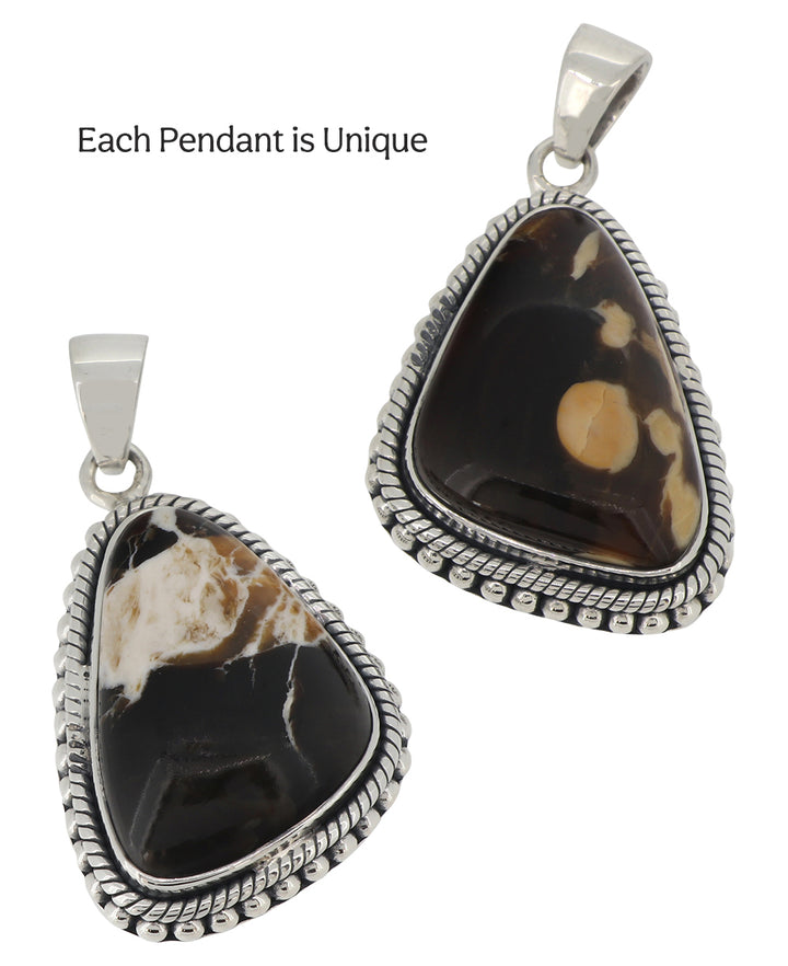 One-of-a-kind peanut wood jasper pendant in sterling silver