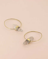 Quartz and brass threader earrings