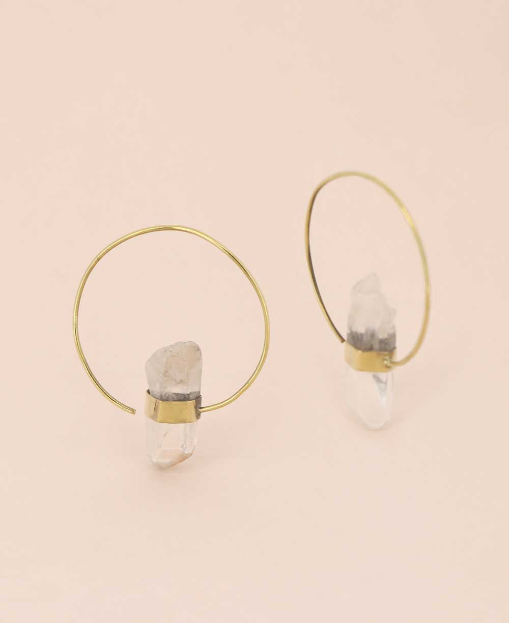 Brass and Quartz Earrings