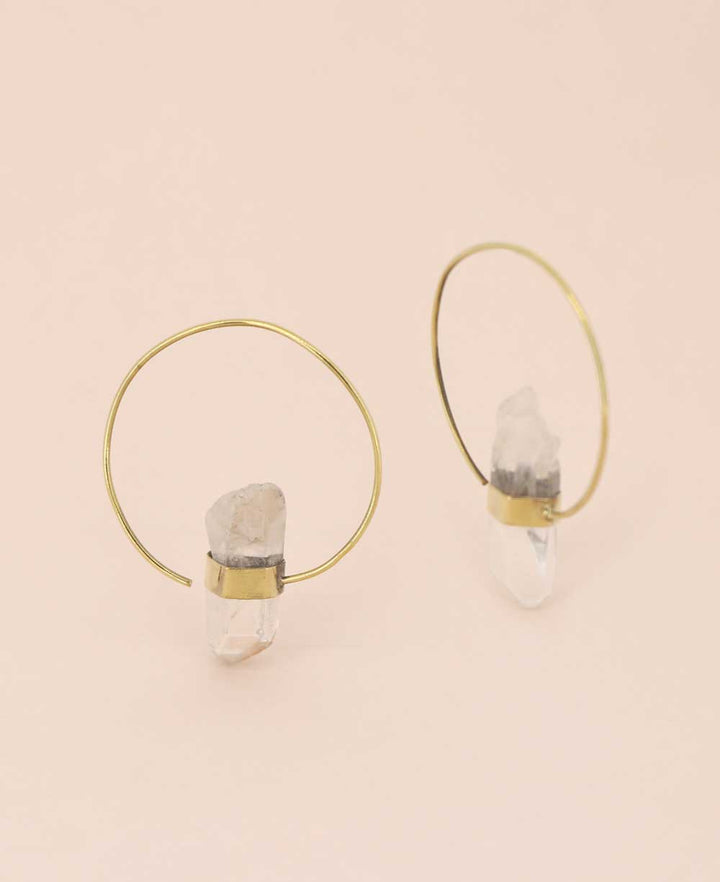 Brass and Quartz Earrings