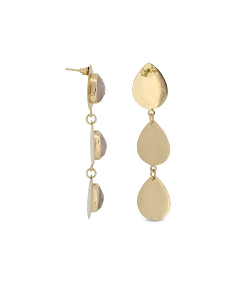Handmade brass earrings with faceted rose quartz