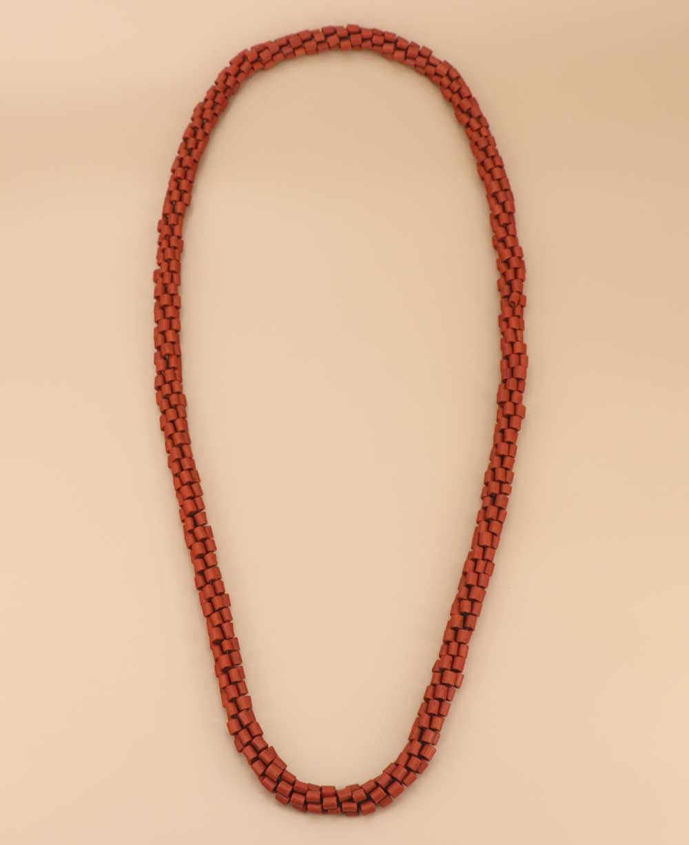 Rust orange Tibetan resin bead necklace