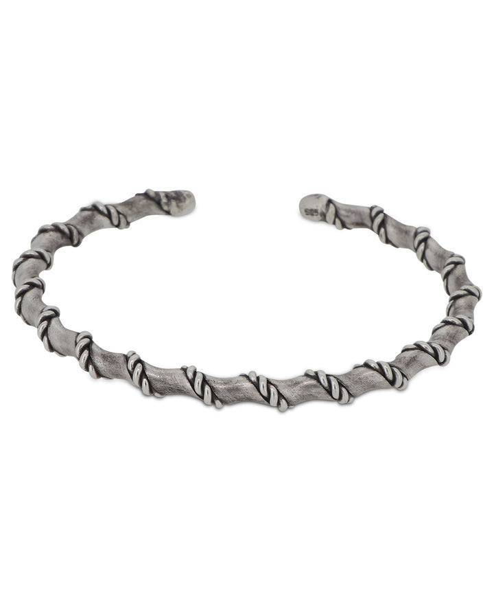 Thai Hill-tribe Silver Adjustable Cuff with Central Knot Design