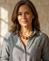 Handcrafted Indian statement necklace with graduated gold beads