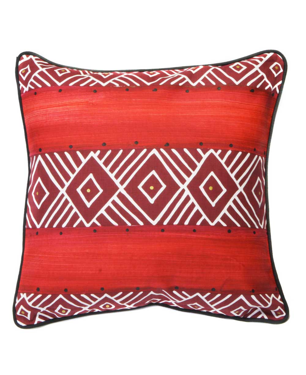 Red African Hand Painted Decorative Pillow