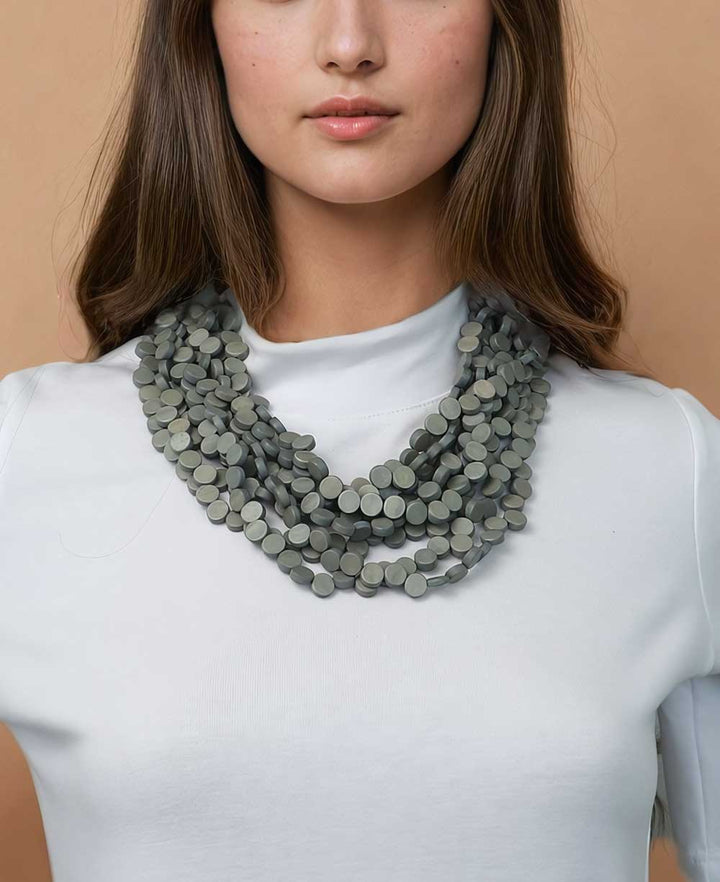 Soothing Grey Twist Wood Necklace