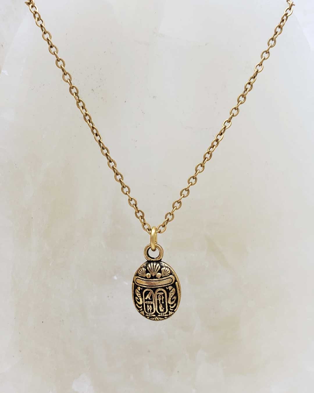 Dainty Scarab of the Sun Egyptian Symbol Necklace