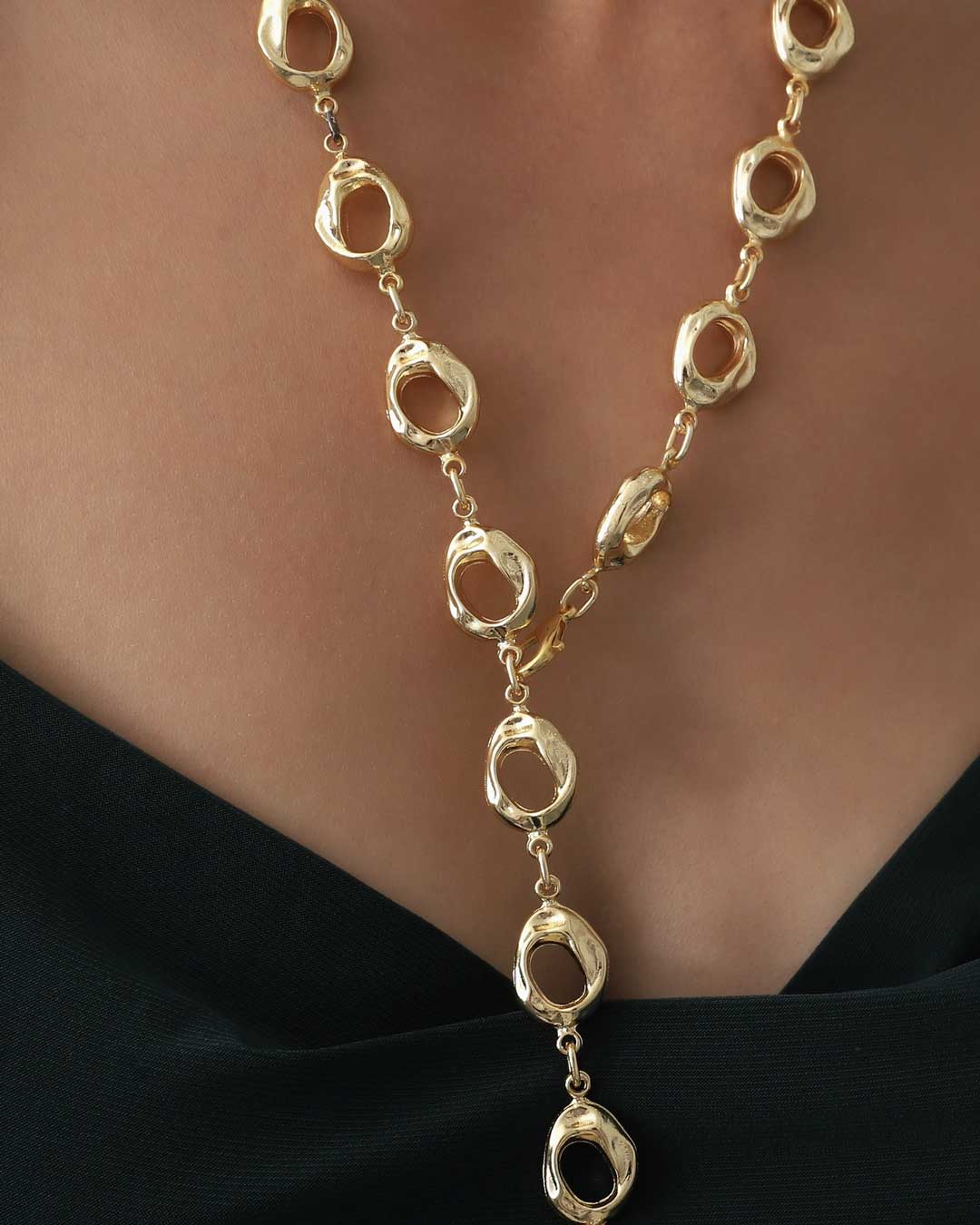 Sculpted Open Links Multi Style Necklace