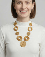 Golden Grass Circle Handwoven Necklace, Brazil