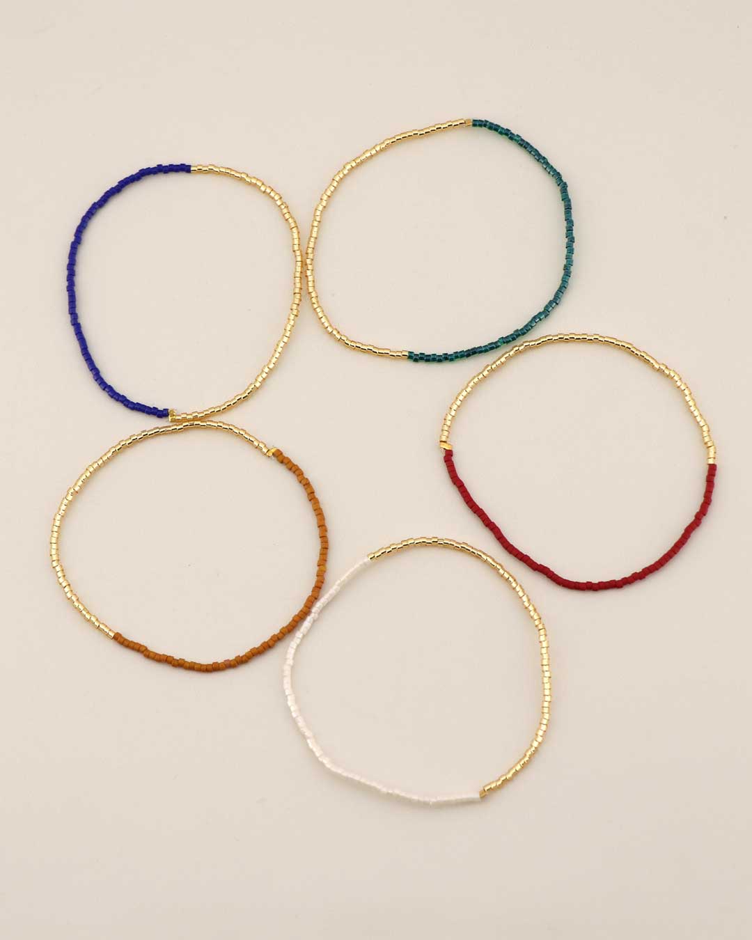 Set of 5 Stretch Delica Bead Bracelets