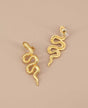 Gold plated serpent shaped earrings with etched detailing