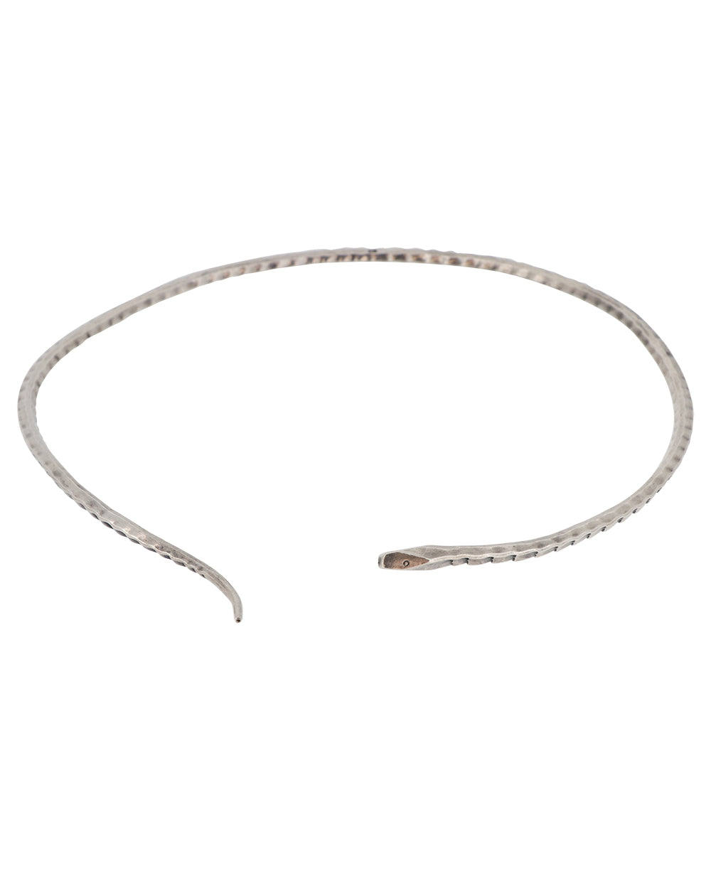 Hill-Tribe fine silver collar necklace with a snake design, handcrafted in Laos